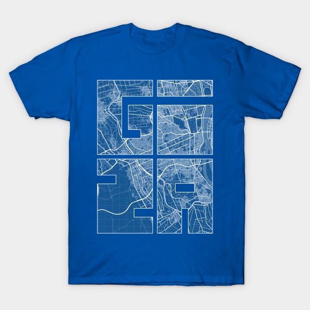 Giza, Egypt City Map Typography - Blueprint T-Shirt by deMAP Studio